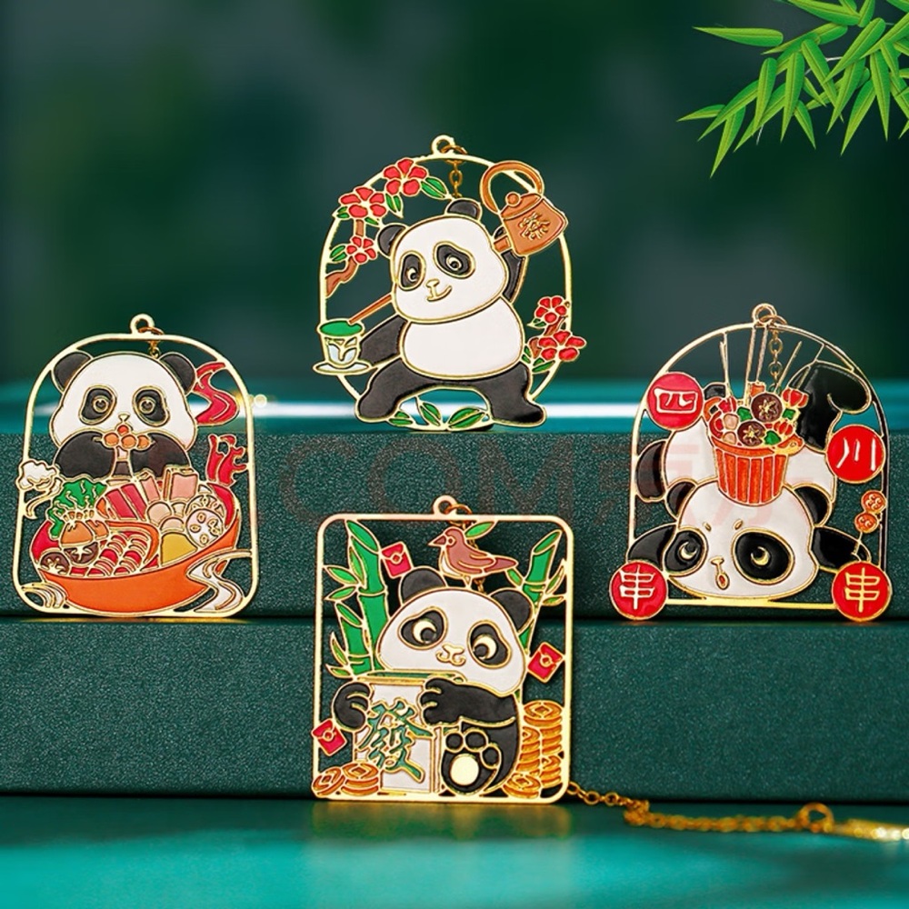 4Pcs Metal Bookmarks Panda Bookmarks Chinese Style Bookmarks Decorative